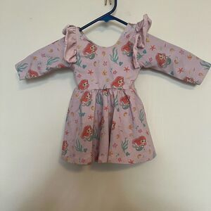 Pink Little Mermaid Dress with Ruffle Sleeves